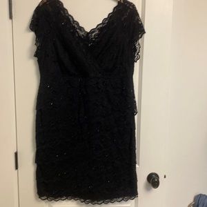 Black lace and beaded evening dress. 16W. All beading intact. Never worn…
